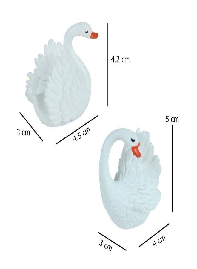 ARUNA DECOR Miniature Swan Mini Figurines Miniature Garden Decor Fairy Garden Set of 2 (White Swan) - Image 3